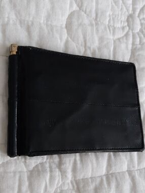 Classic Black Leather Money Clip Wallet